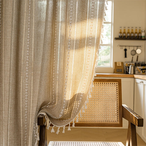 Sutuo Home curtain features tassels for a handmade bohemian accent