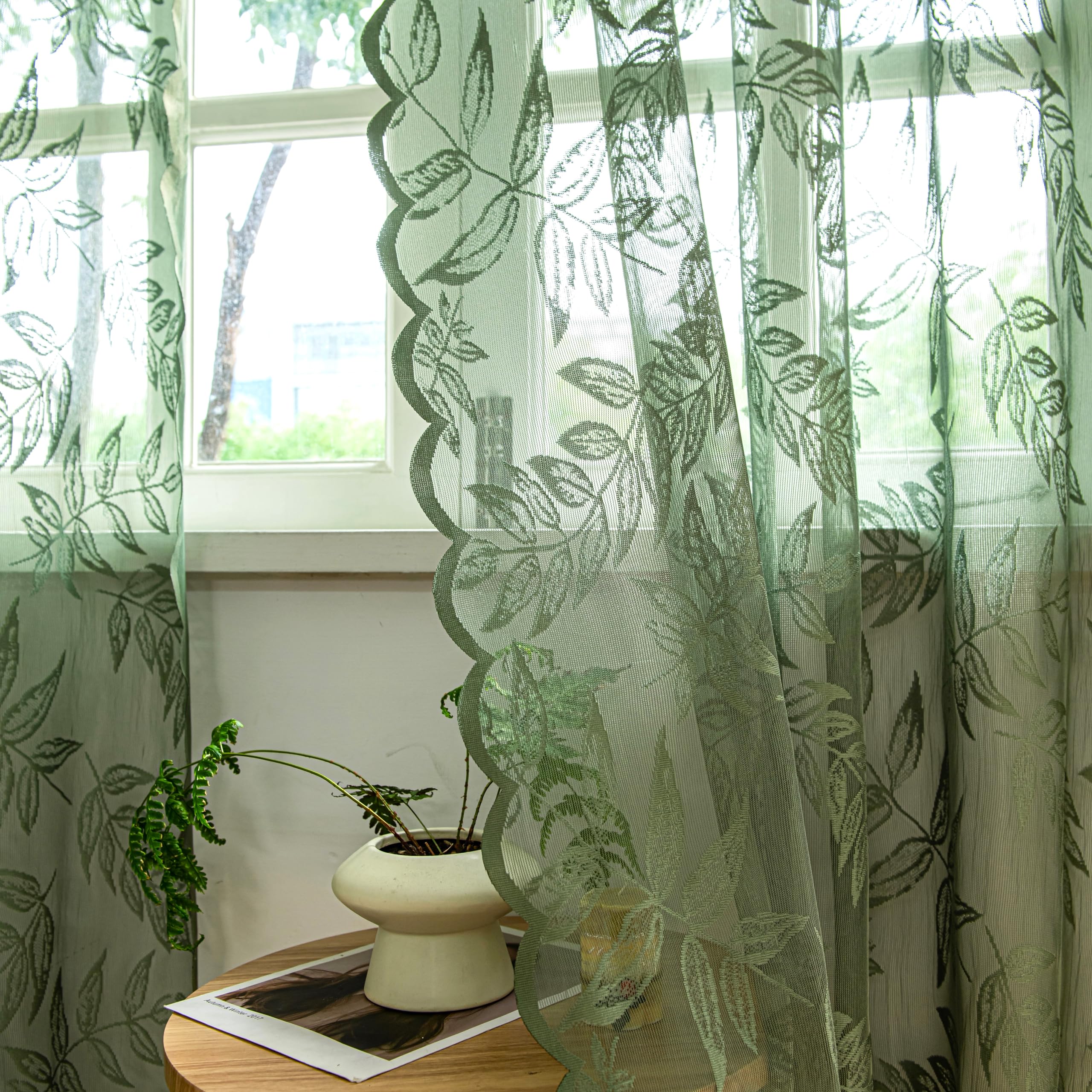 Sutuo Home sheer lace lets sunlight while preserving privacy.
