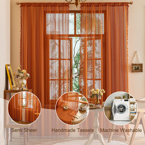 Sutuo Home Terracotta crochet pattern enhances Boho style.