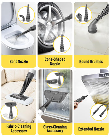 Suu66 multi-surface cleaning head ensures safe cleaning of tiles, glass, and fabrics.