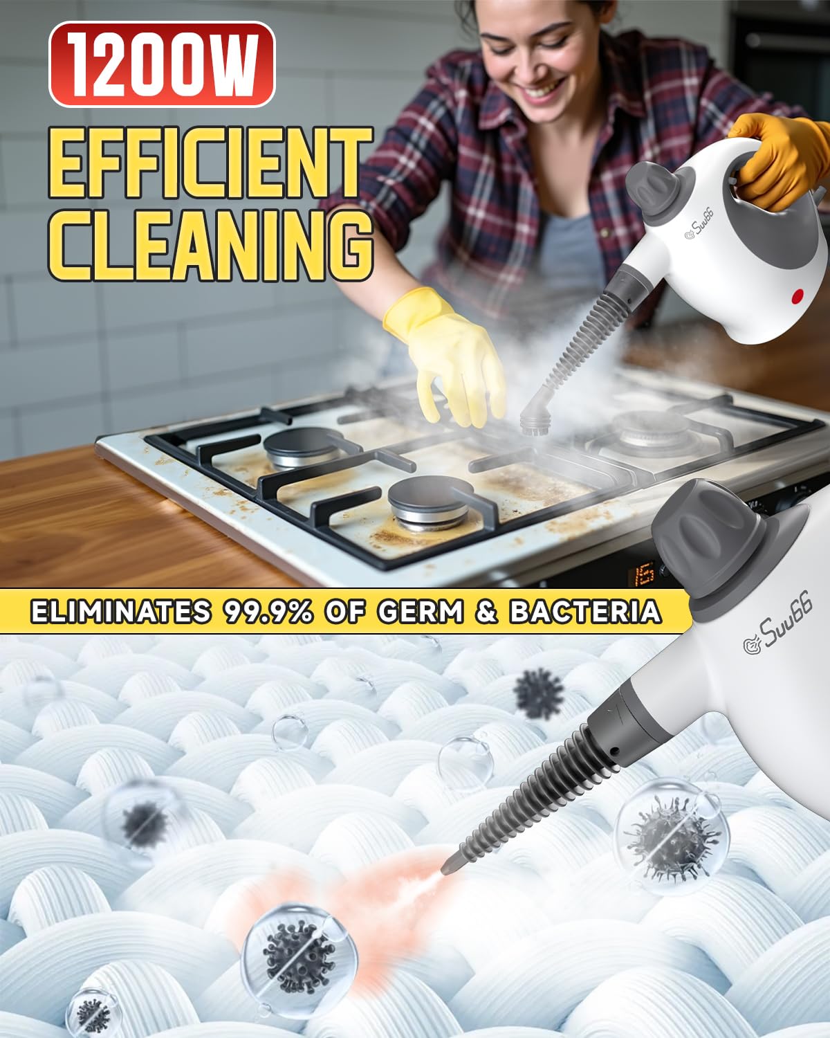 Suu66 safety lock and ergonomic grip reduce strain during quick or extended cleaning sessions.