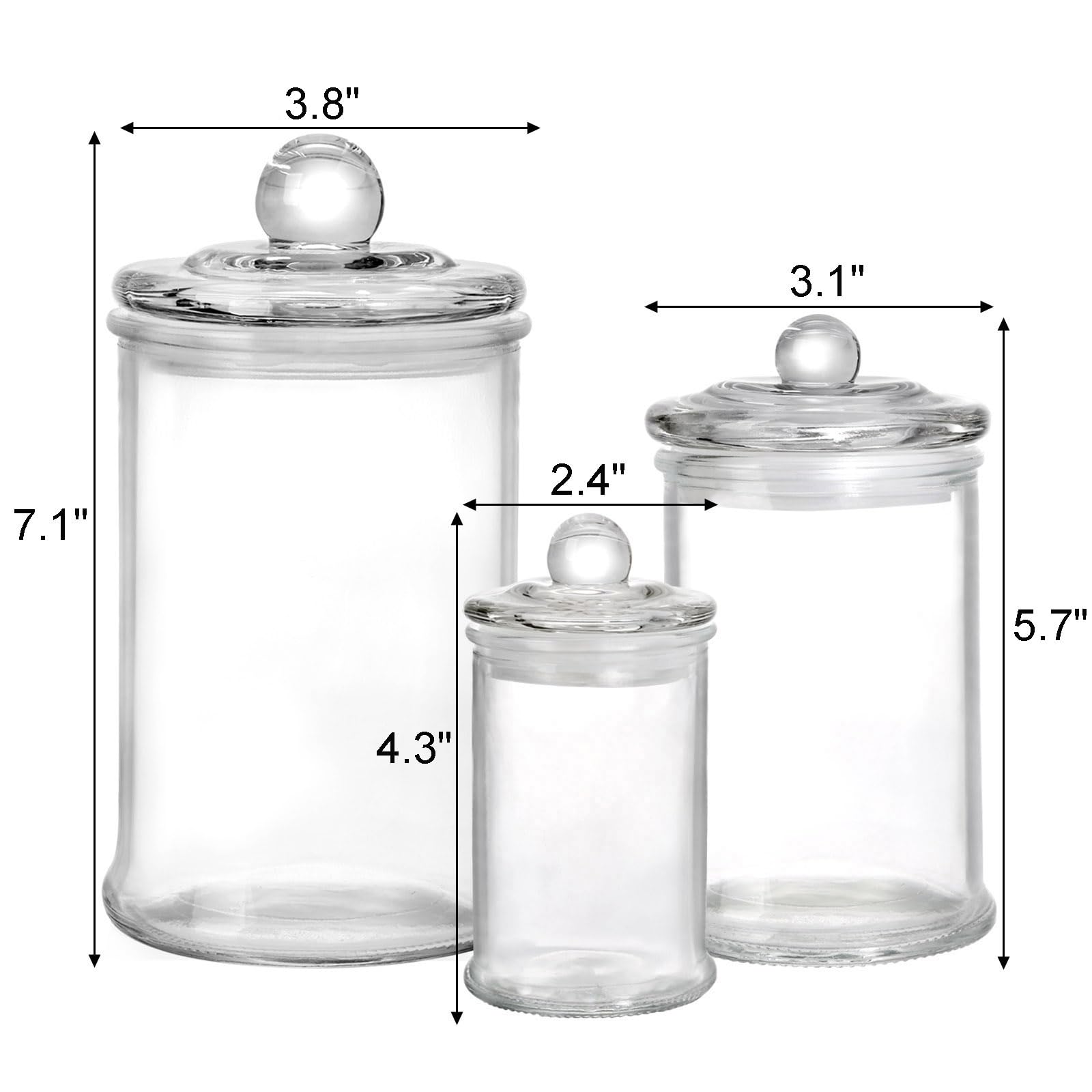 Suwimut glass apothecary jar for cotton balls stores bathroom essentials neatly.