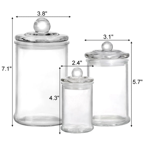 Suwimut glass apothecary jar for cotton balls stores bathroom essentials neatly.