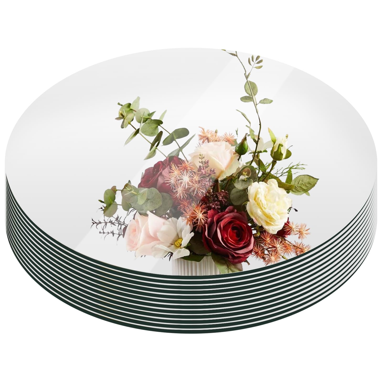 Suwimut round mirror plate 12in reflecting holiday centerpiece with clarity