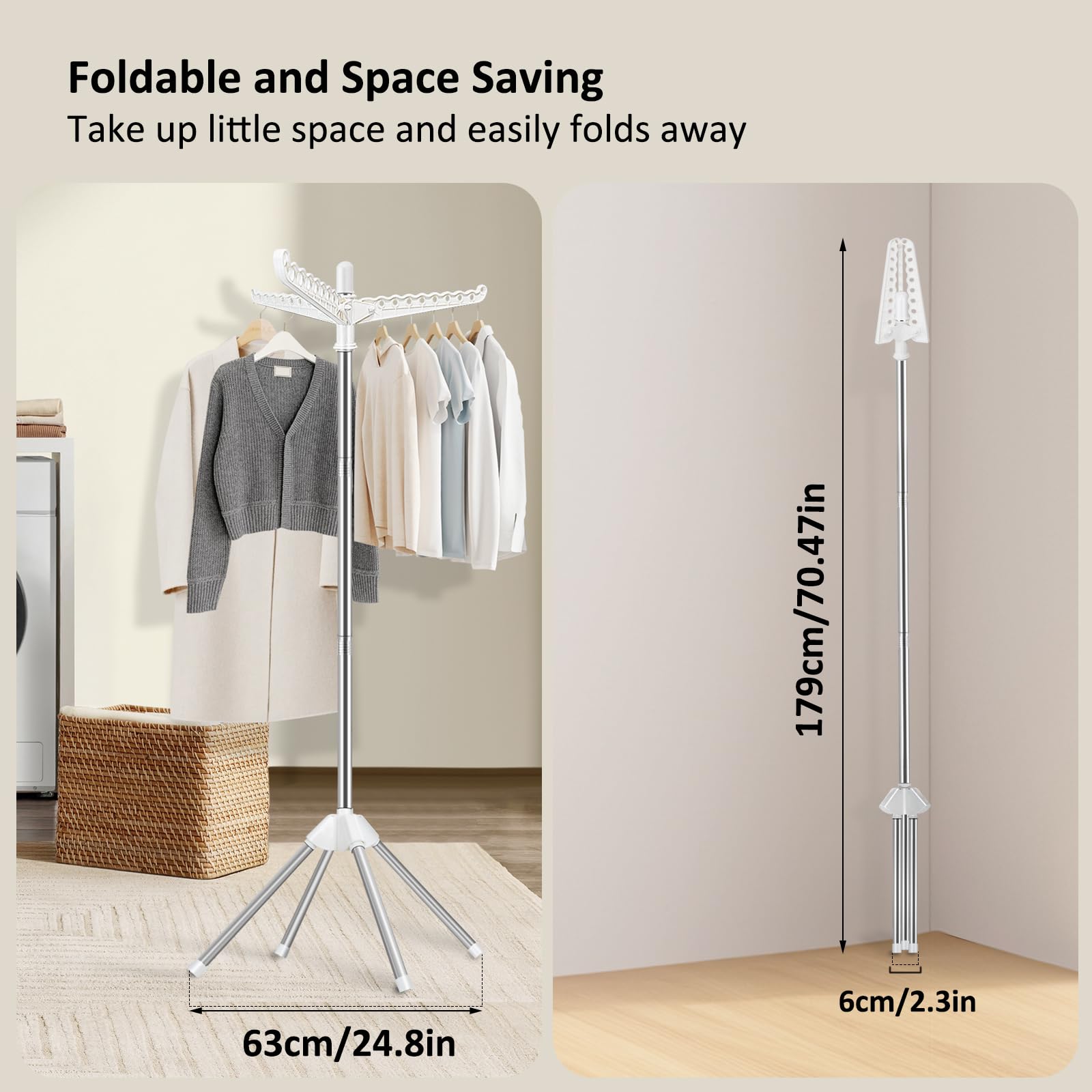 SUYU drying rack four legs stability supports heavier loads without wobble.
