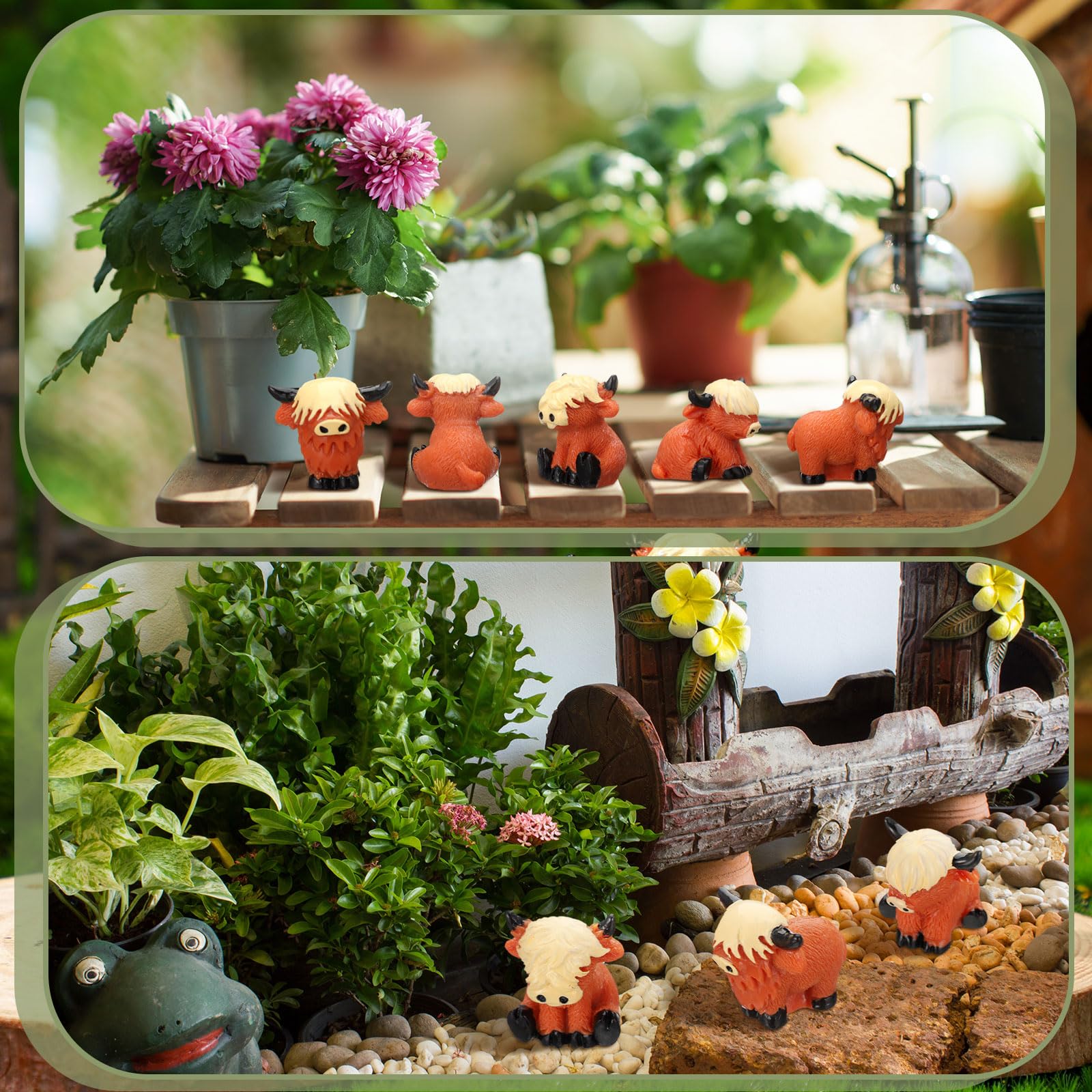 Suzile Highland cow garden decor adds whimsy to patios and yards.