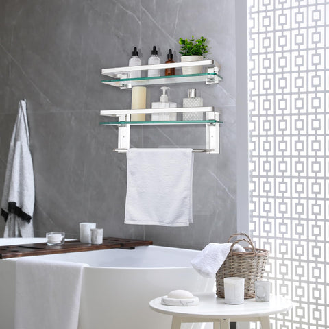 Suzile versatile shelf doubles as kitchen or vanity storage.