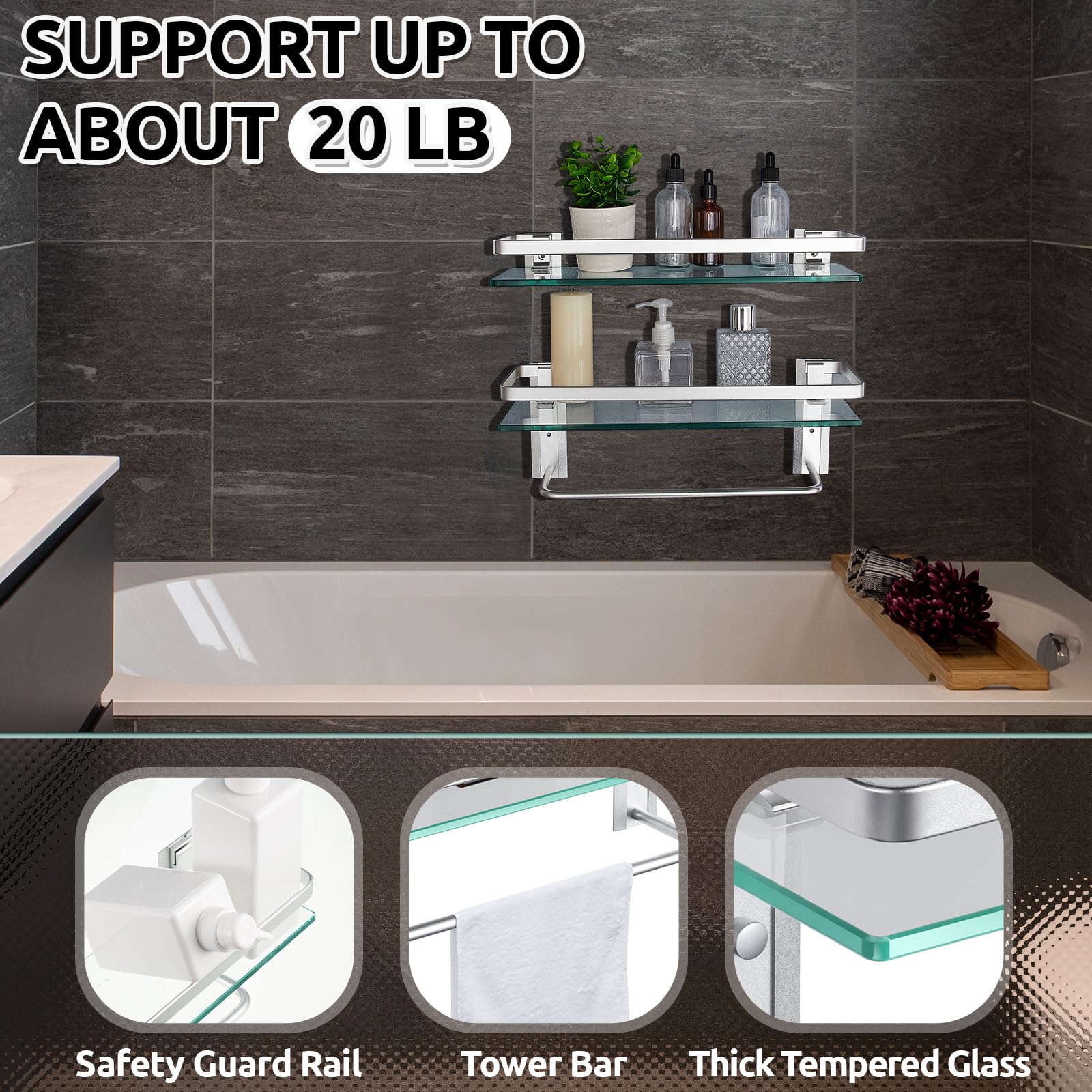 Suzile wall-mounted design installs easily with included hardware.