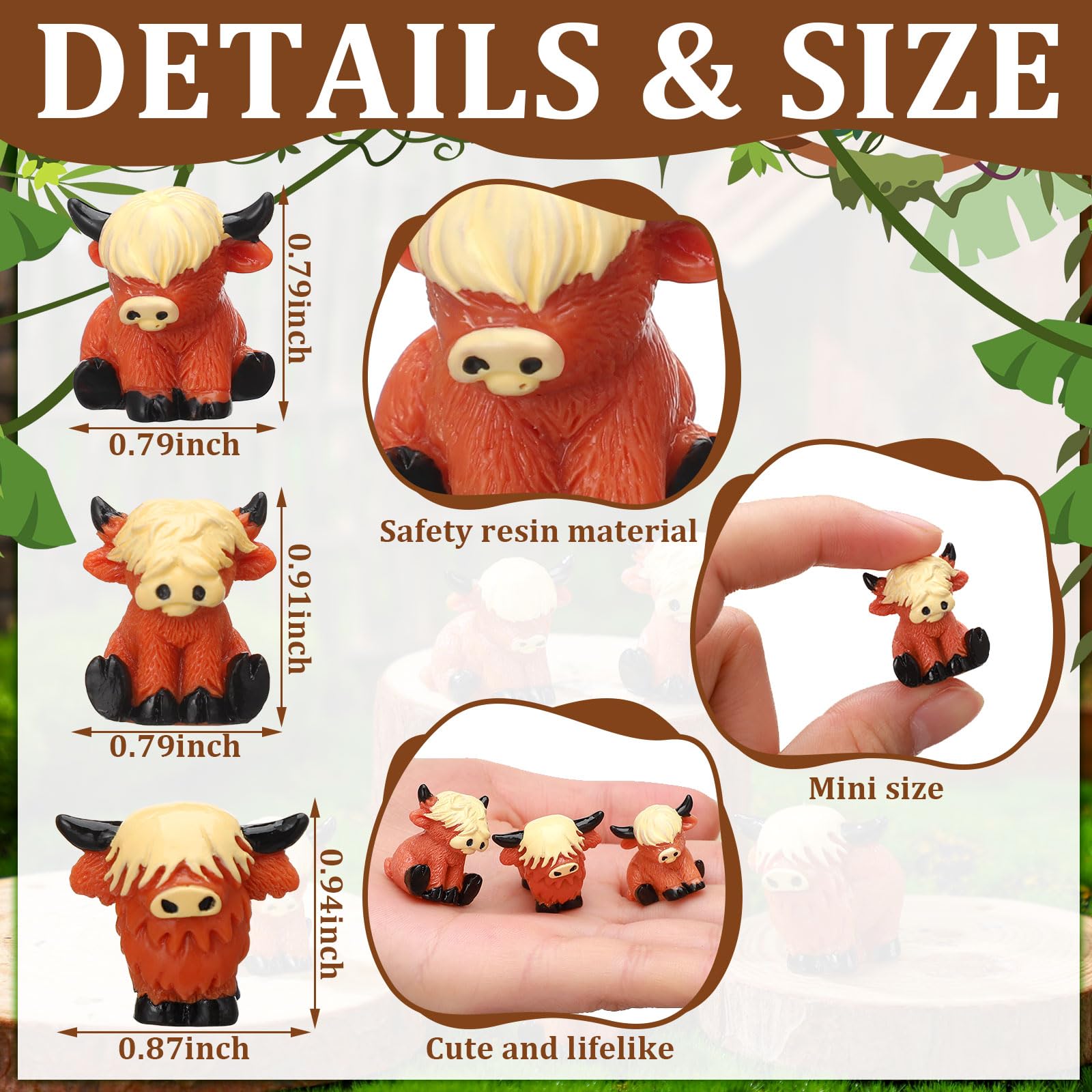 Suzile waterproof Highland cow statue for outdoor garden display.