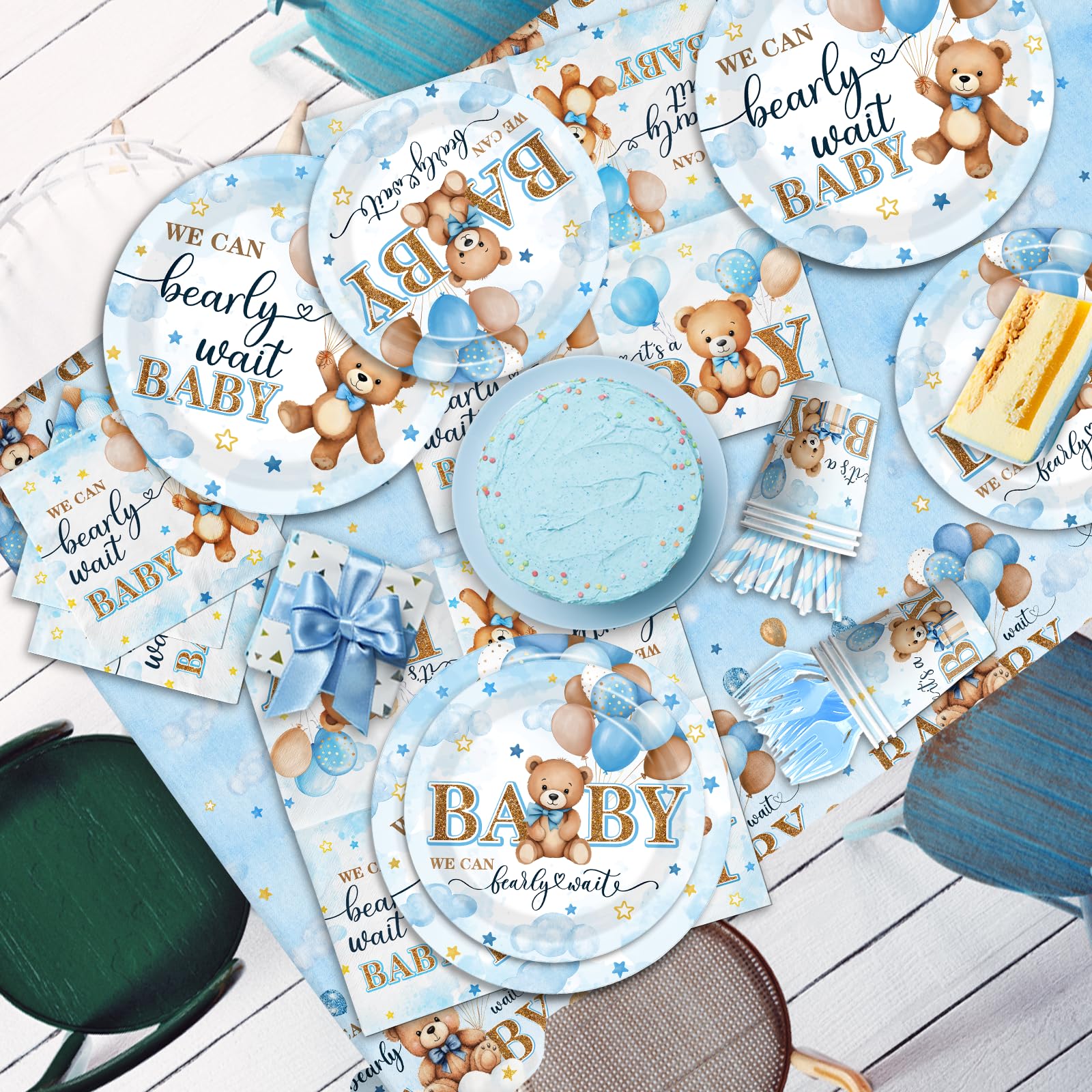Suzkoqo 6.5x6.5in bear napkins add practical, charming wipes for little guests.
