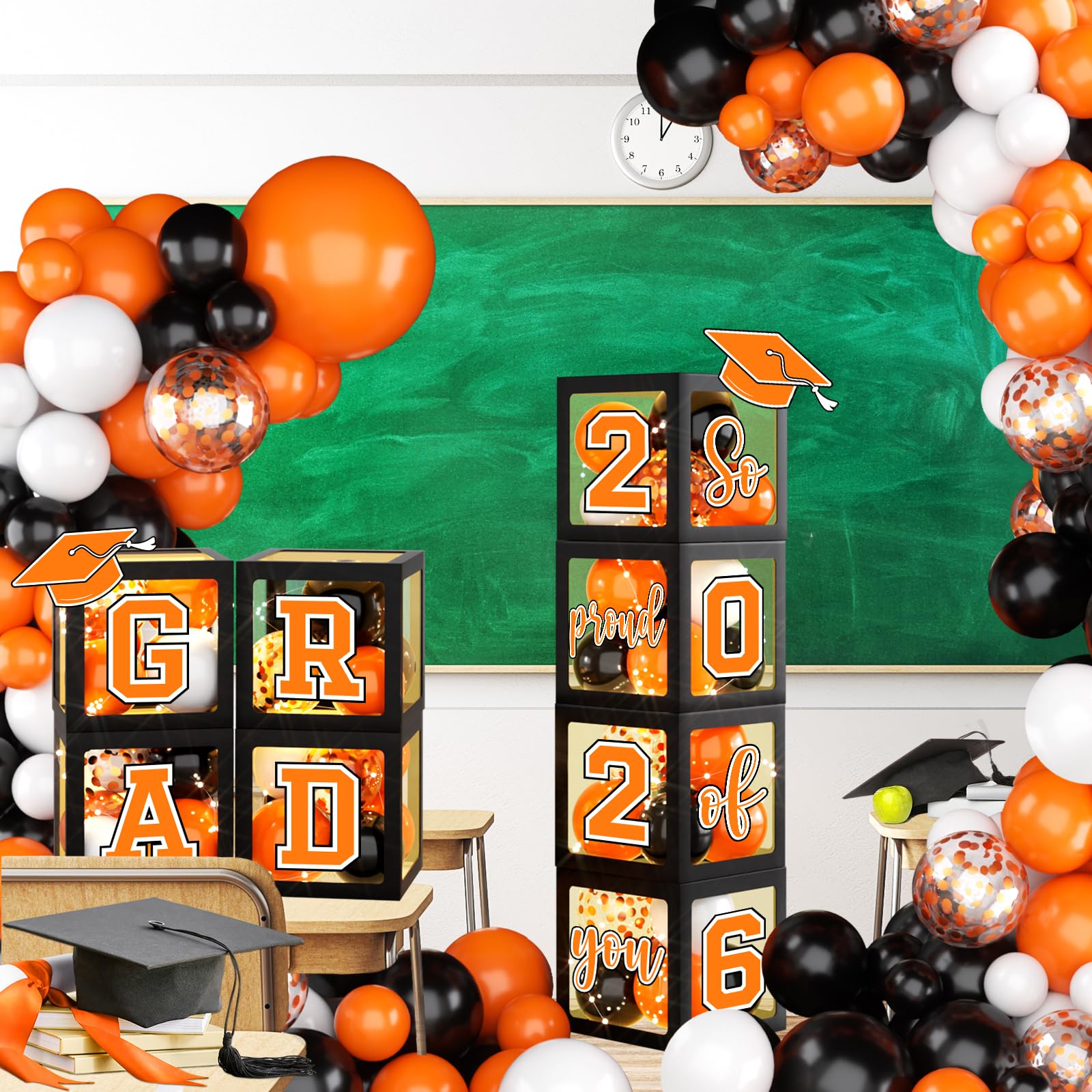 Suzkoqo black and orange balloon pack adds school colors and festive energy indoors or outdoors