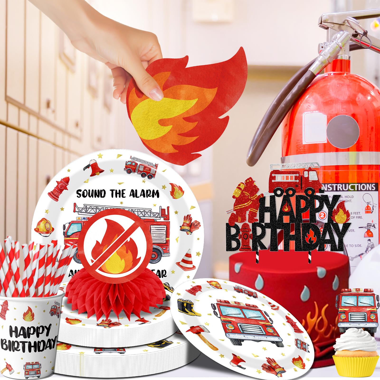 Suzkoqo Fire Truck cups help keep drinks spill-free during celebration.
