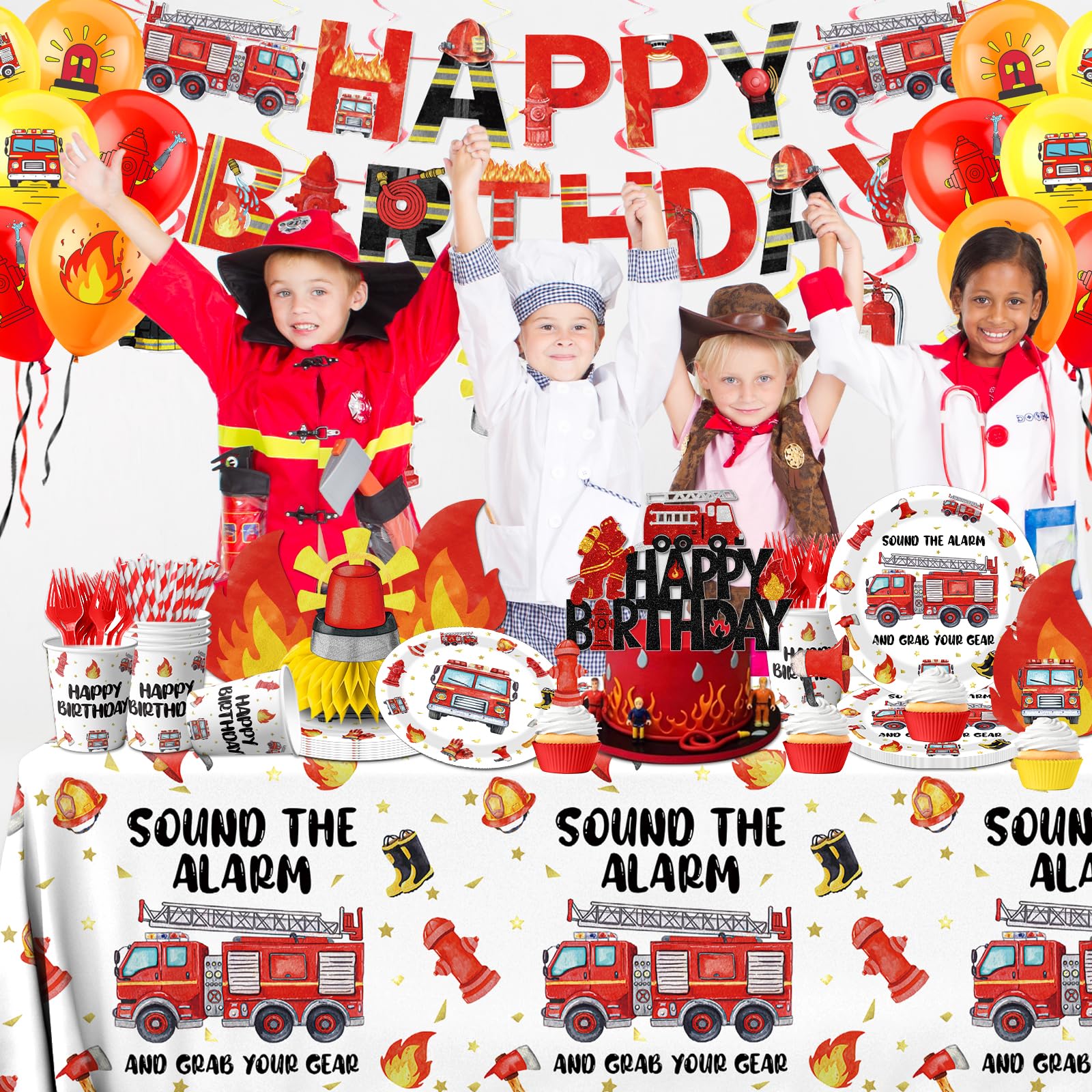 Suzkoqo Fire Truck hanging swirls embellish ceilings with playful motion.