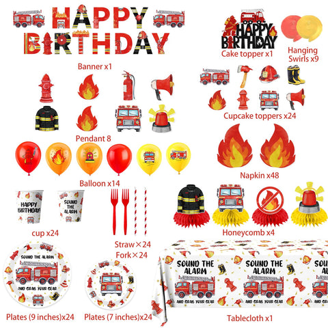 Suzkoqo Fire Truck 9-inch plates elevate table setting with fun.