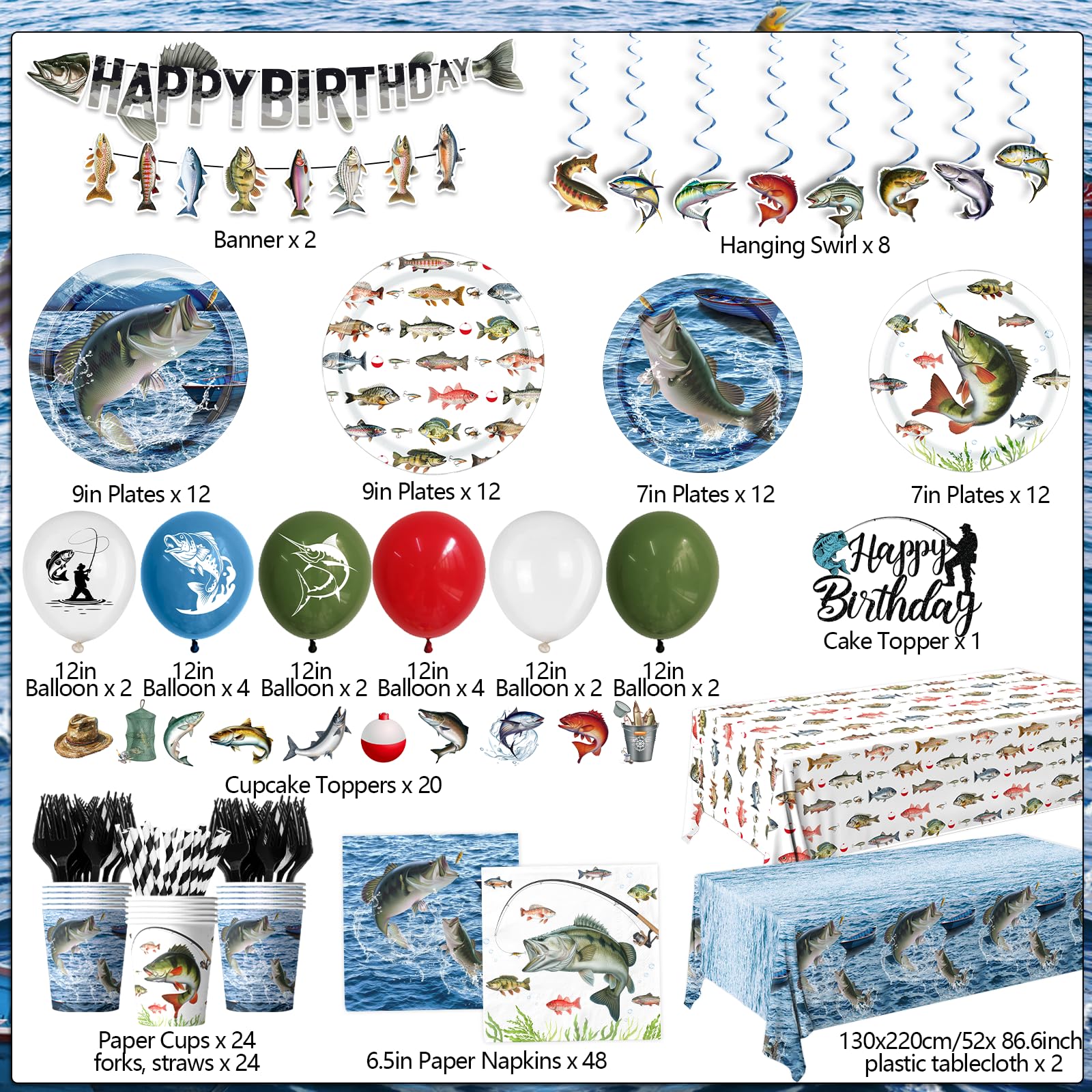 Suzkoqo fishing party cupcake toppers to spark adorable celebration details.
