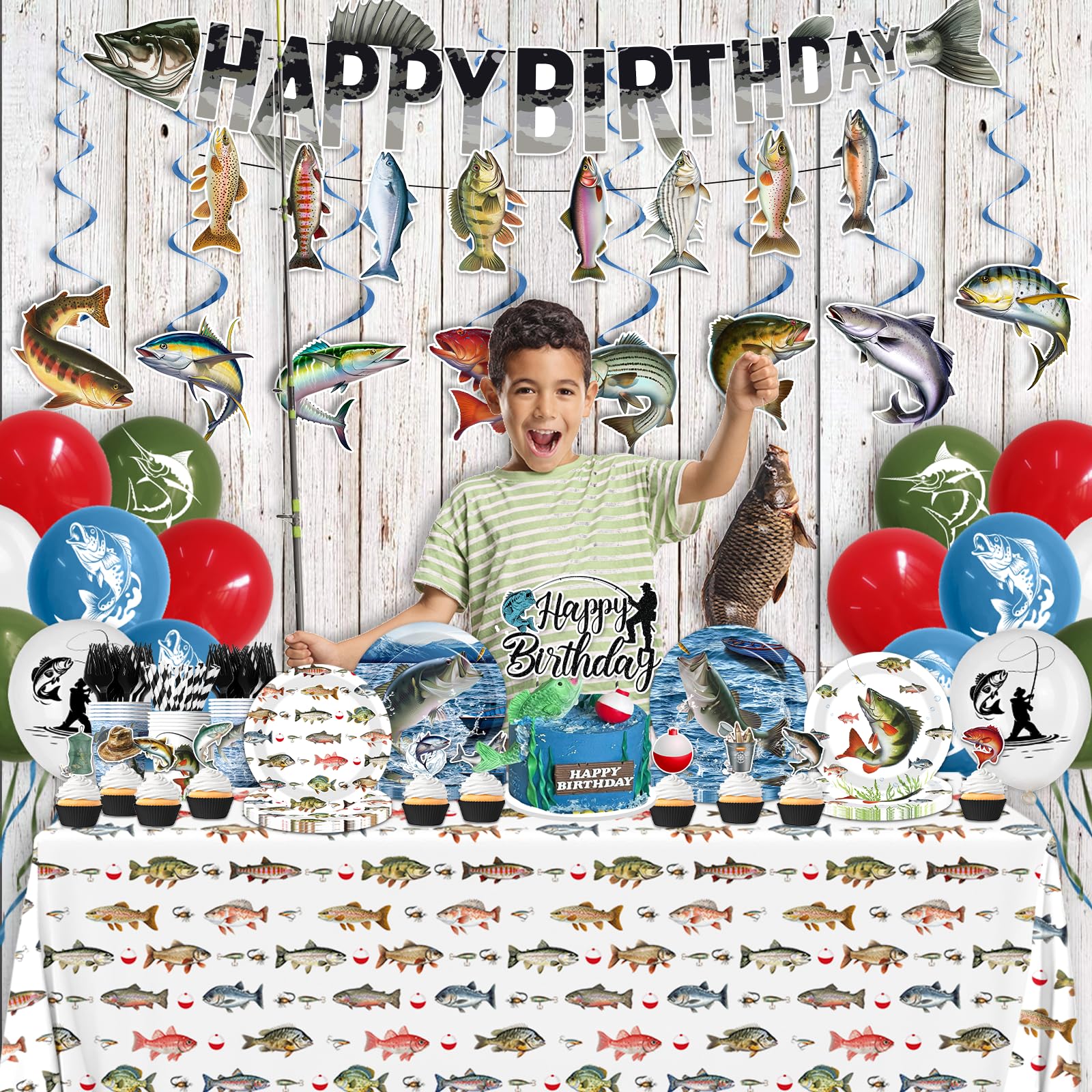 Suzkoqo fishing napkins and cutlery—easy cleanup after a kid-friendly party.
