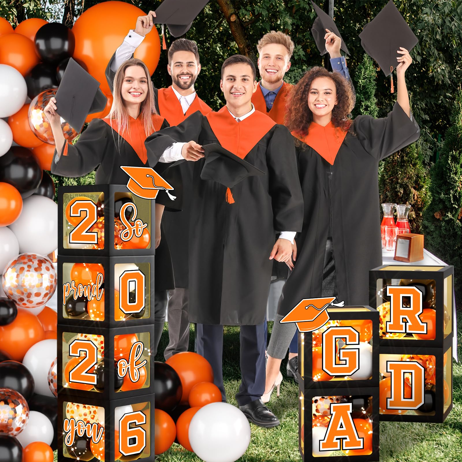 Suzkoqo GRAD letters provide a bold, reusable focal point for the party