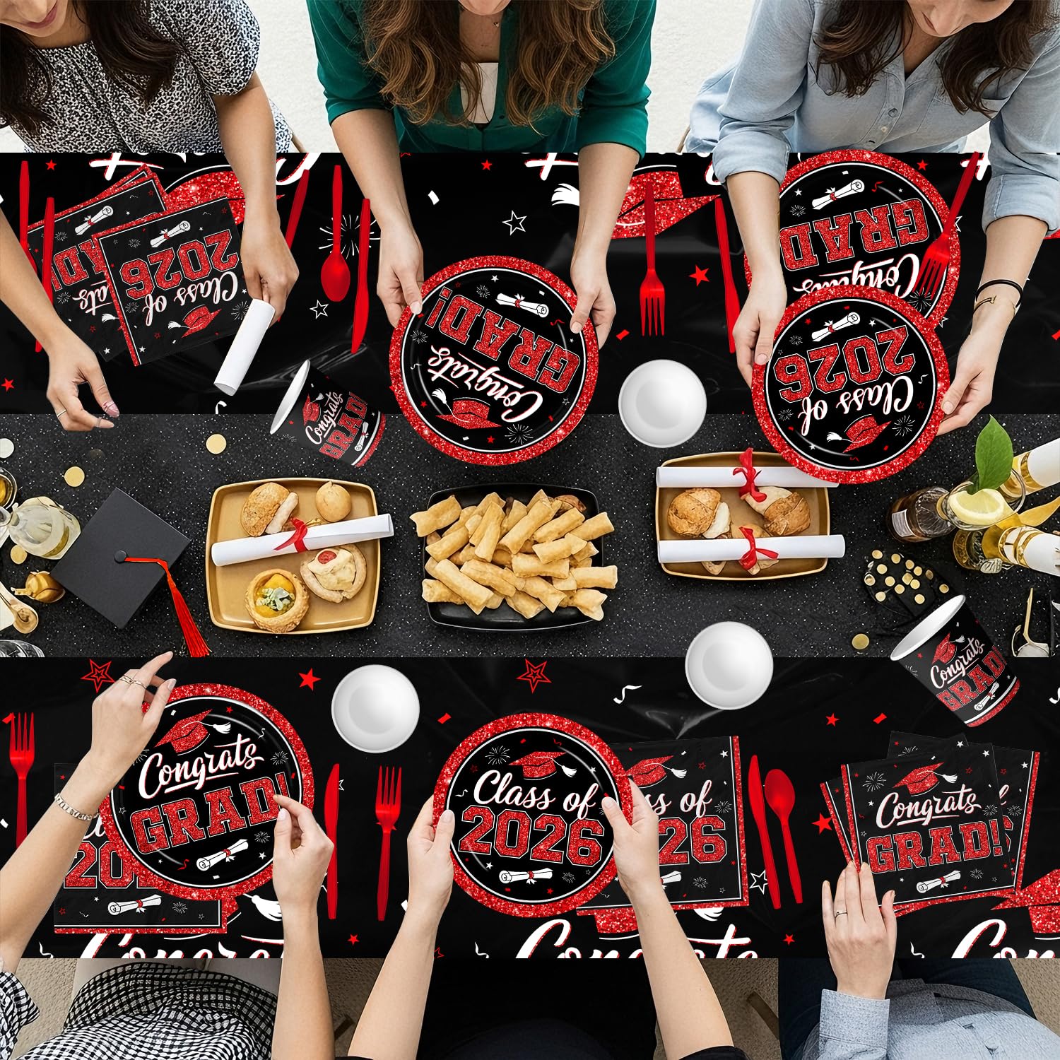 Suzkoqo graduation banner 9.8ft in black-red for bold celebrations