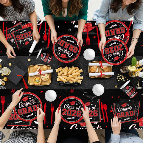 Suzkoqo graduation banner 9.8ft in black-red for bold celebrations