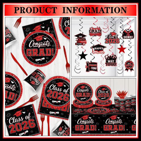 Suzkoqo graduation cups 9oz in black-red keep beverages ready for guests