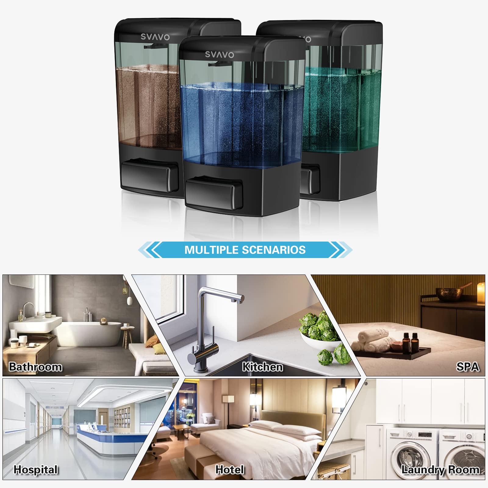 SVAVO 700ml capacity supports fewer refills in high-traffic areas.