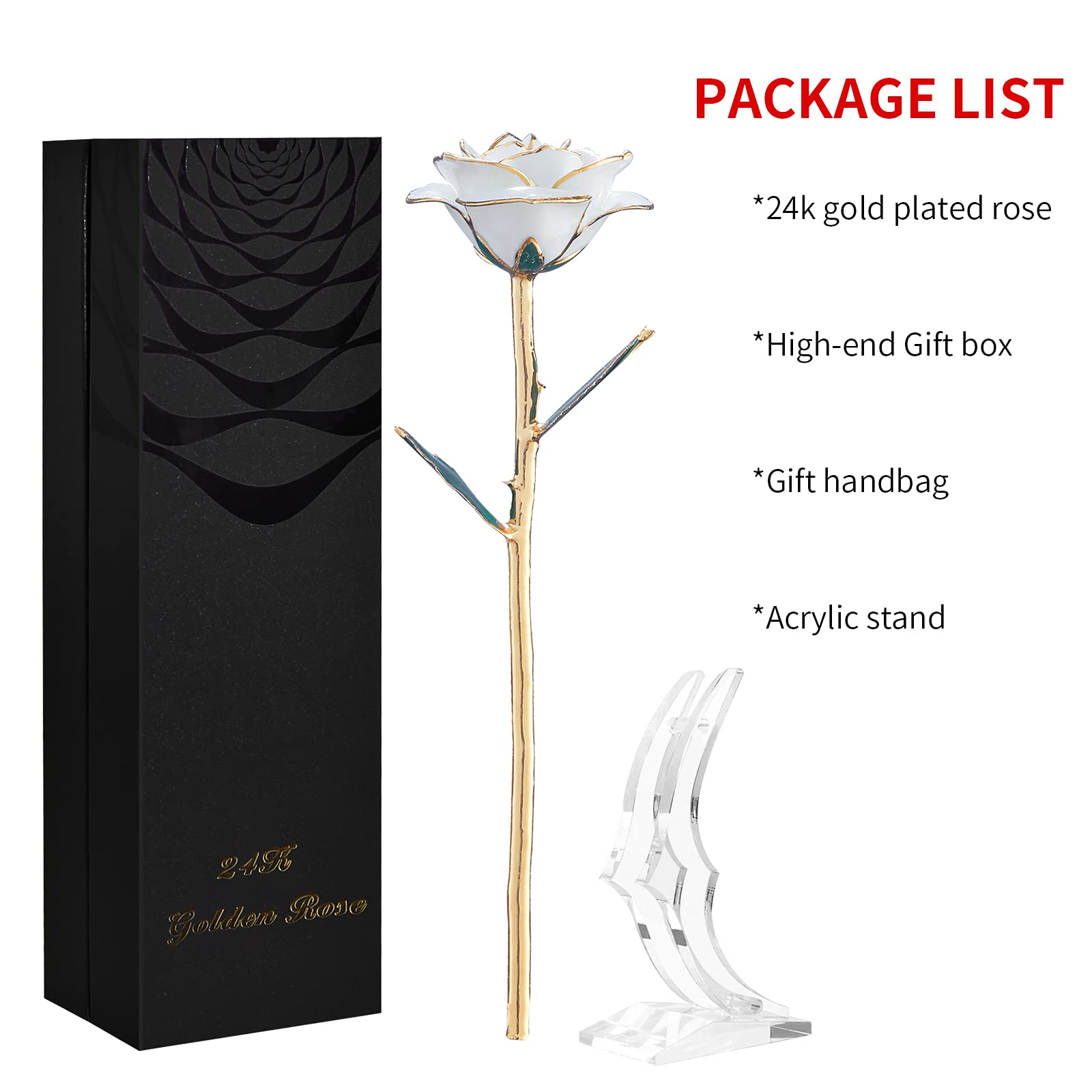 SW 24k gold dipped rose on nightstand display, lasting symbol of love.