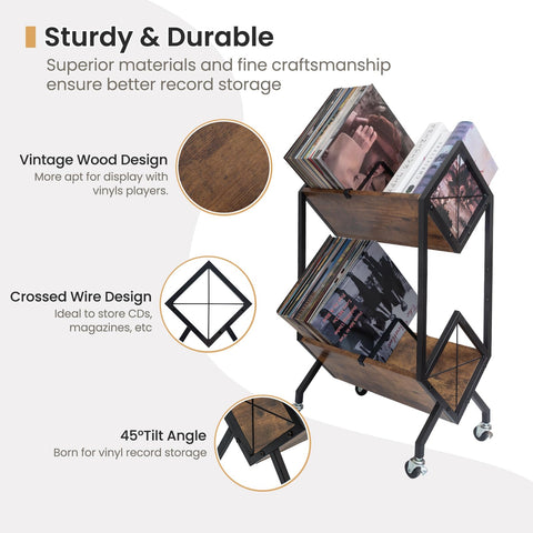 SwaaVee retro wood and iron frame adds timeless style.