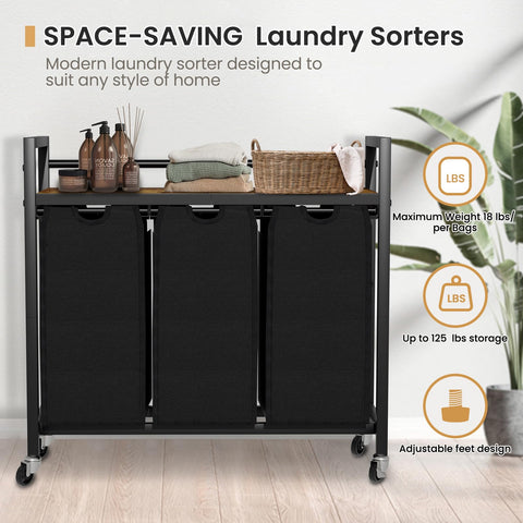 SwaaVee black-finish laundry hamper blends with any room design.