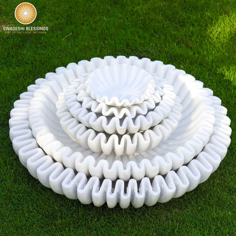 SWADESHI BLESSINGS antique scallop bowl decorative centerpiece