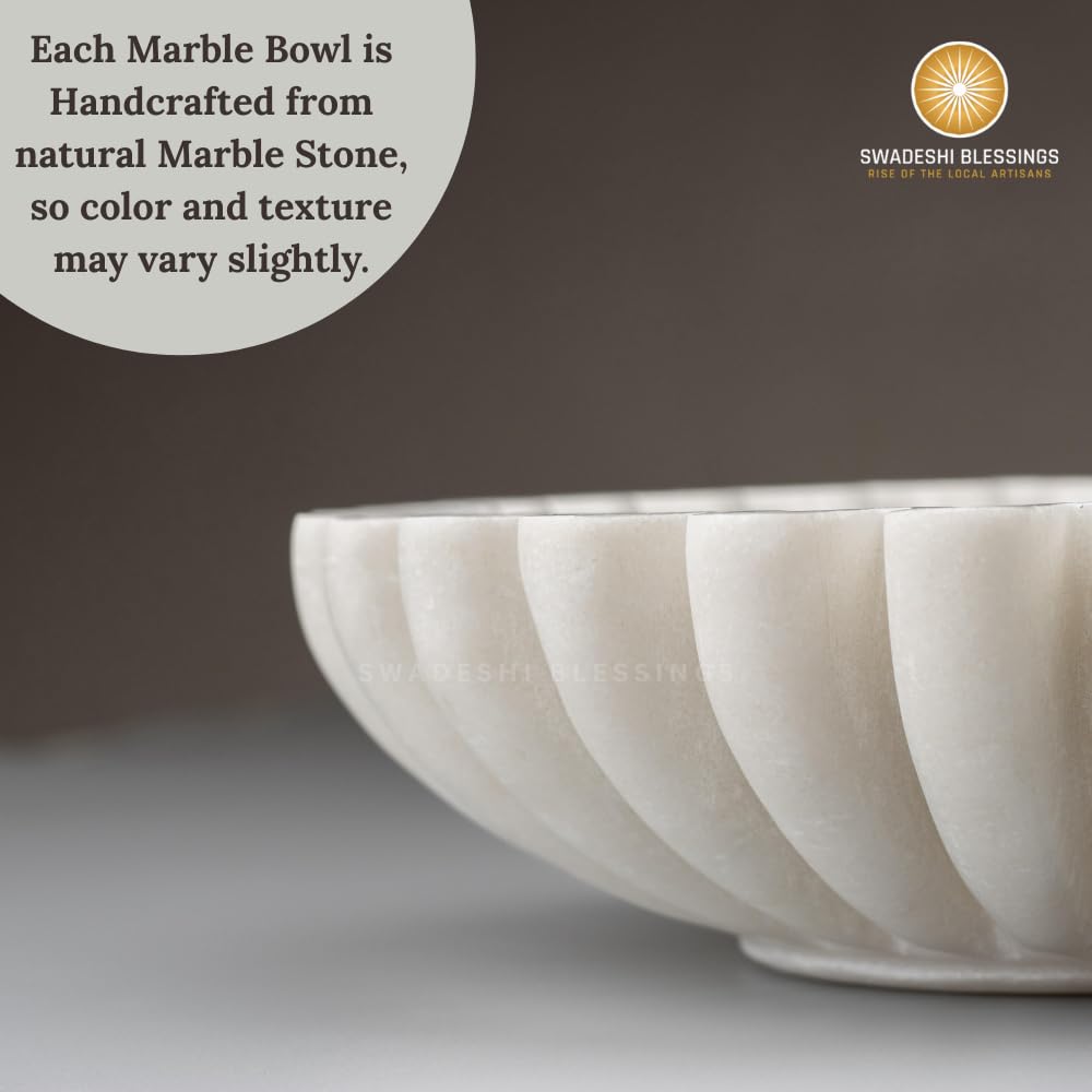 SWADESHI BLESSINGS easy clean marble bowl for everyday use