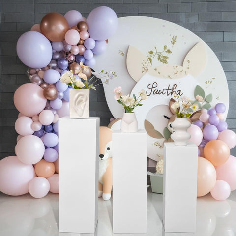 SwallowLiving white pedestal stand medium adds height for floral centerpieces and displays