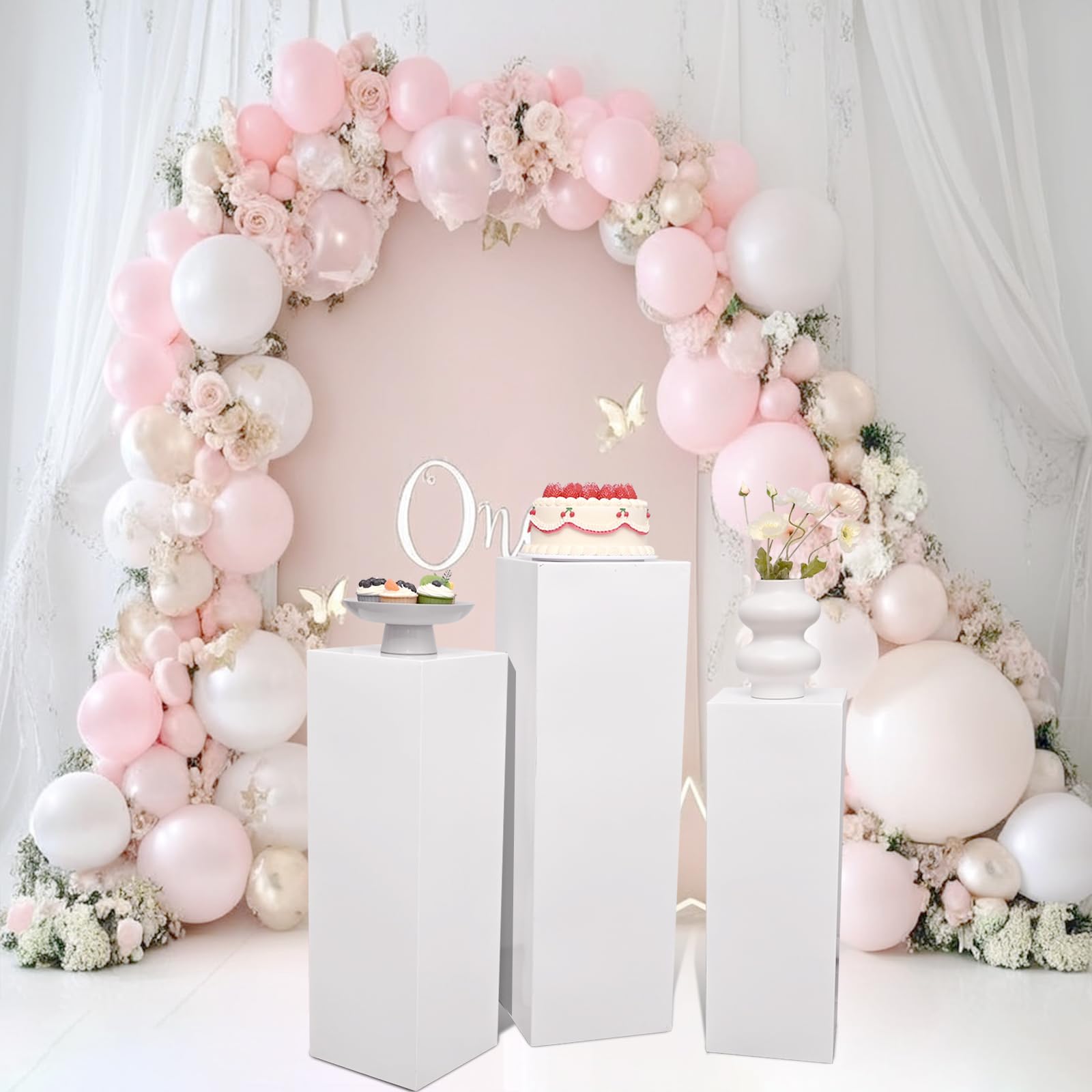 SwallowLiving white pedestal stand small elevates cakes with clean, modern presentation