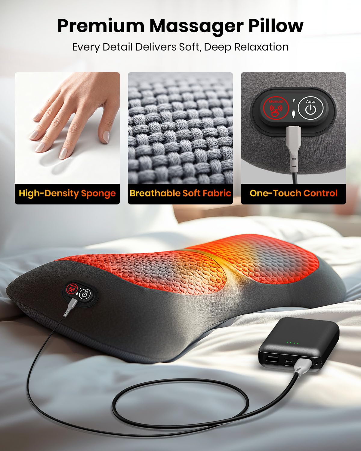Swancode ergonomic lumbar foam cover demonstrates supportive design and breathable fabric.