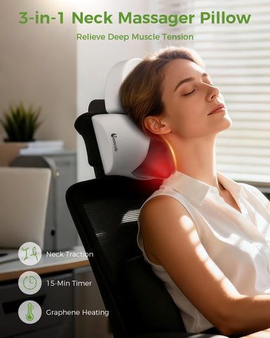 Quiet operation of Swancode massager pillow during relaxation or work.