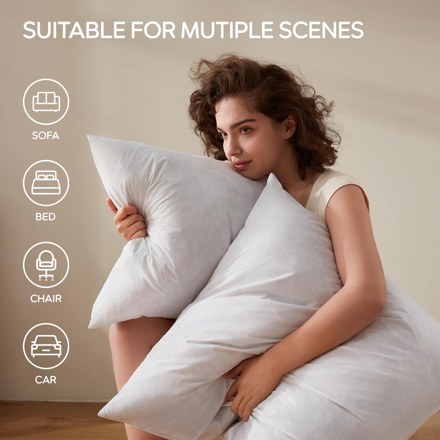 Swandream 24x24 pillow inserts demonstrate full corner shape