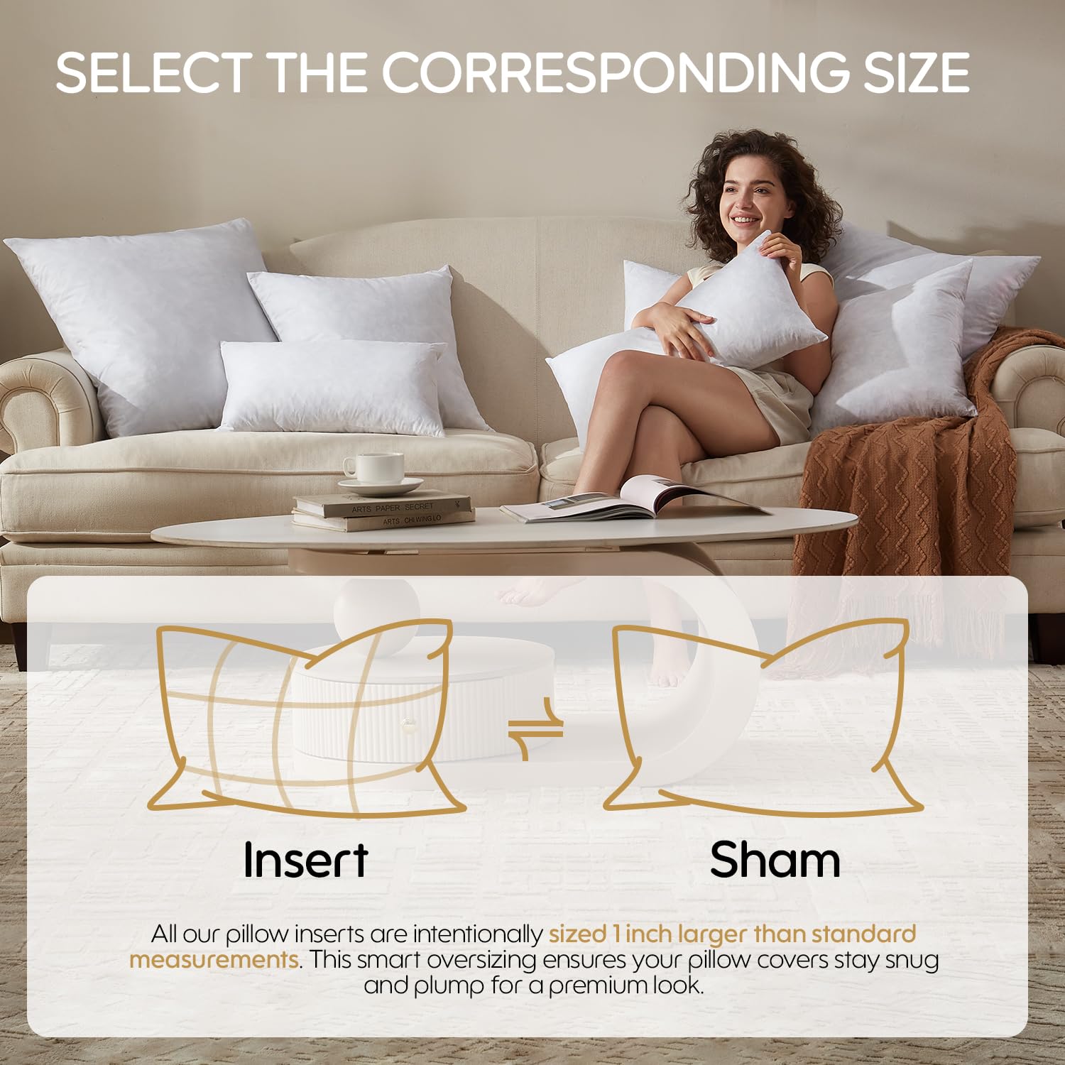 Swandream feather-microfiber-fill-blend delivers soft, supportive comfort for daily lounging.