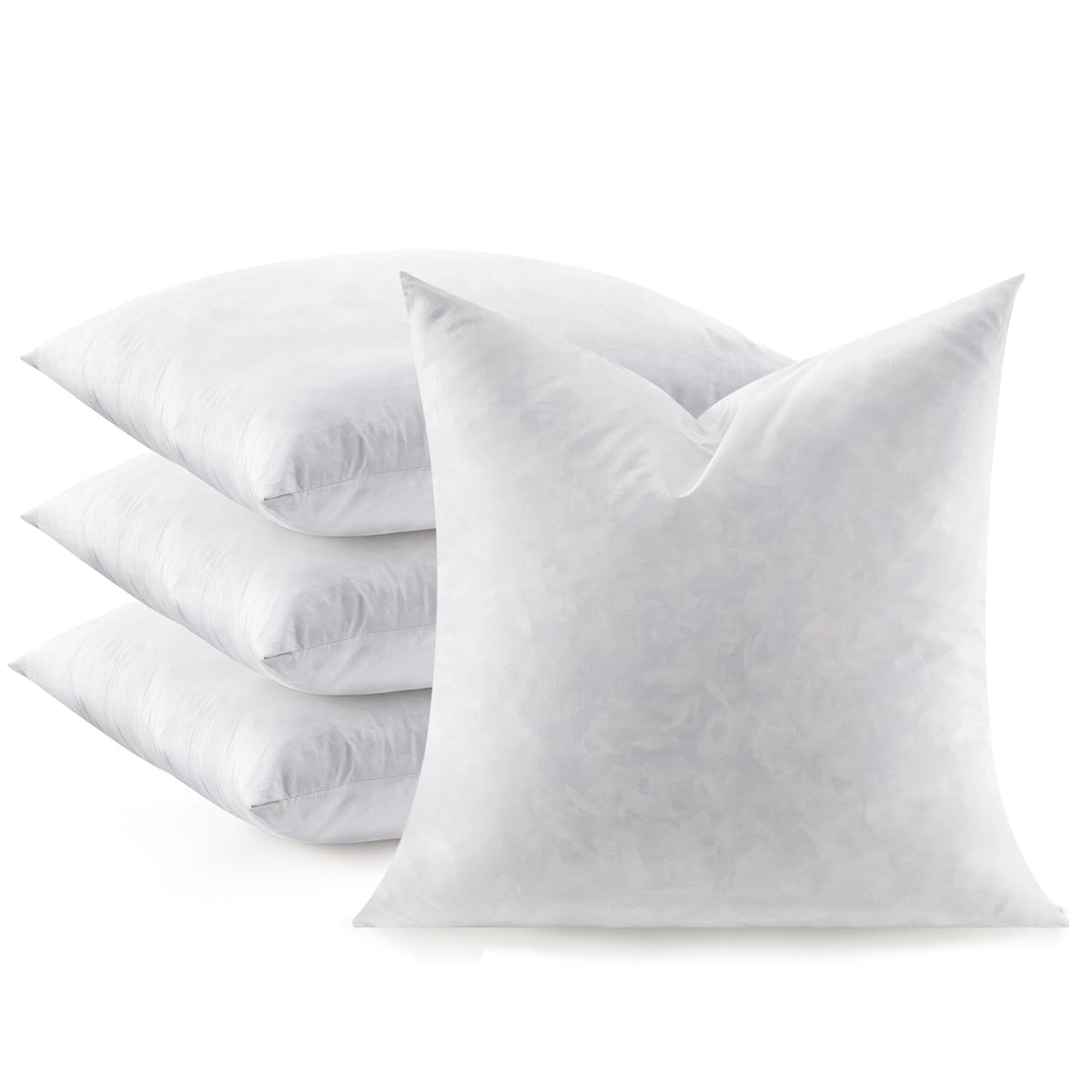 Swandream feather throw pillow insert set of 4 package showing plush loft for refreshed cushions