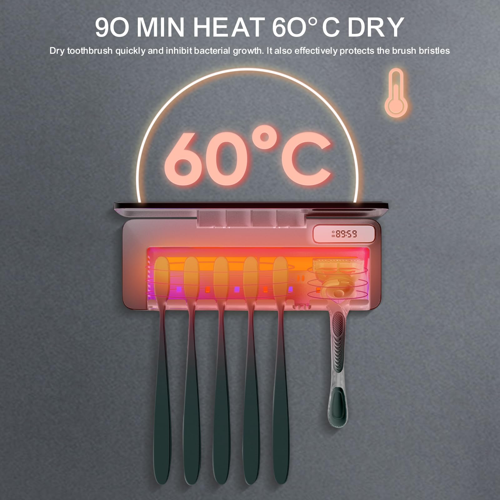 SwanKiss UV toothbrush sanitizer holder drying fan; demonstrates efficient air circulation.