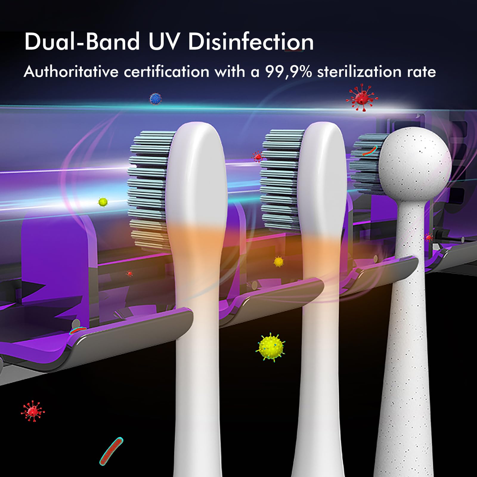 SwanKiss UV toothbrush sanitizer holder wall mount; saves counter space in the bathroom.