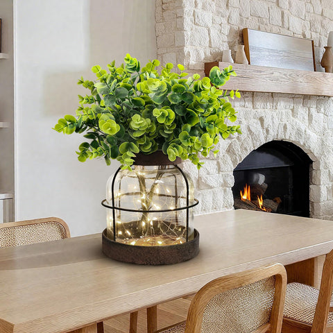 Swarenly centerpiece vase with lights enhances counters and desks.