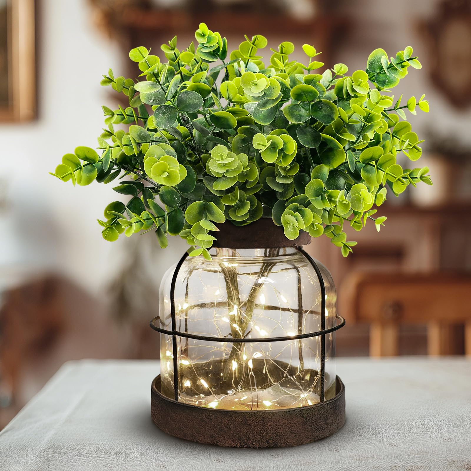 Swarenly thick-glass jar framed in metal for lasting display.
