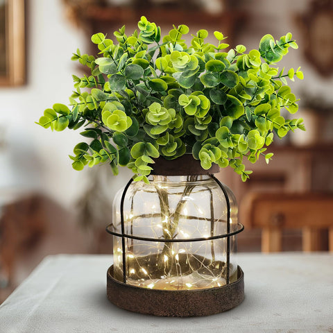 Swarenly thick-glass jar framed in metal for lasting display.