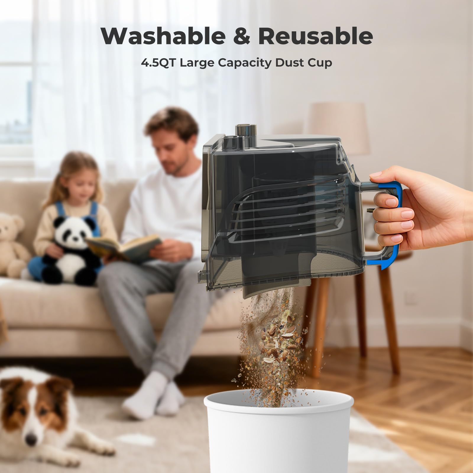 Sweepcent vacuum quiet operation for comfortable cleaning sessions.