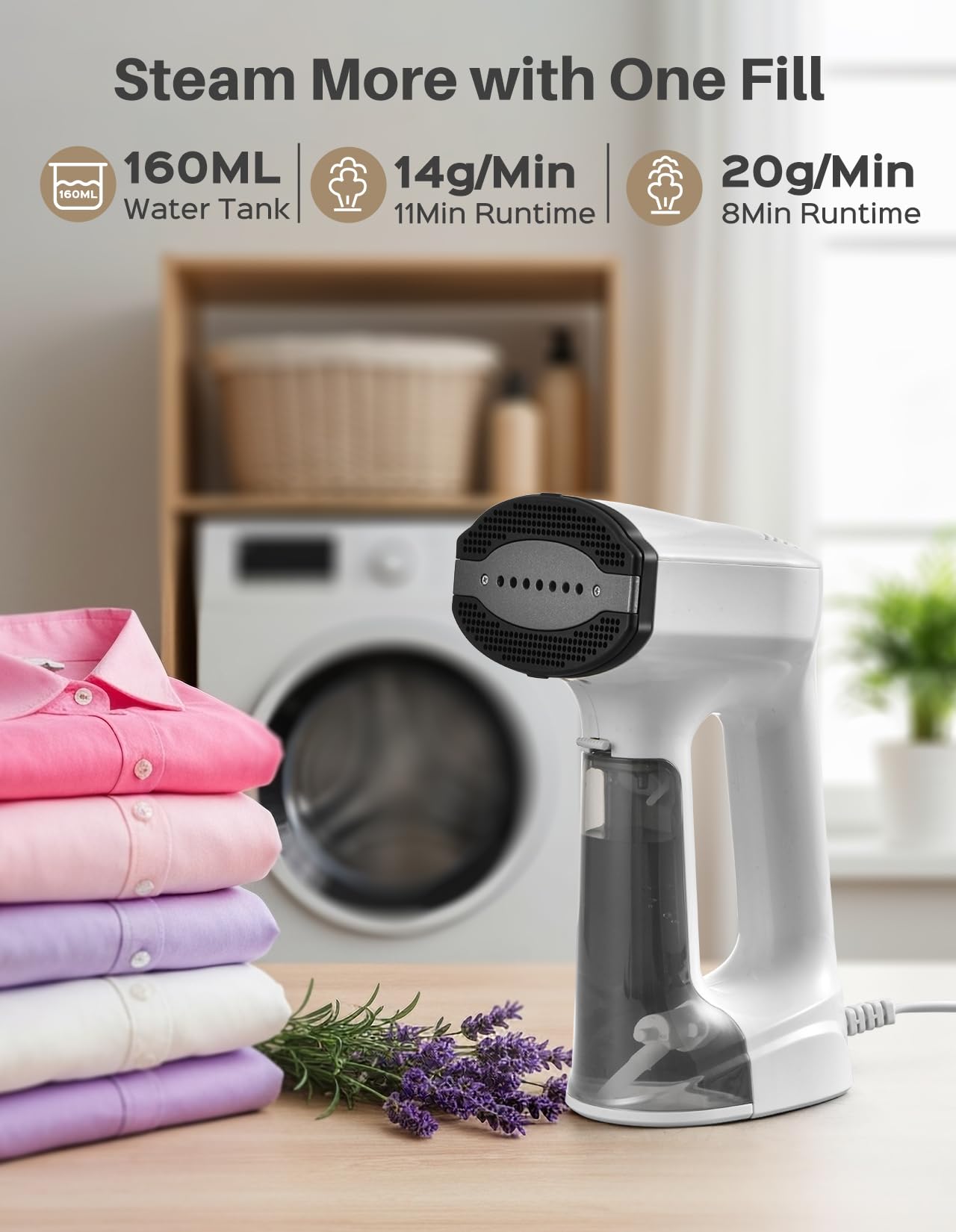 Sweepulire vacuum steamer high-steam mode tackles heavy fabrics quickly.