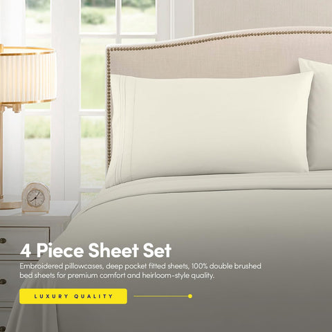 Sweet Home Collection 1500 Supreme embroidery detail on pillowcases adds subtle luxury.