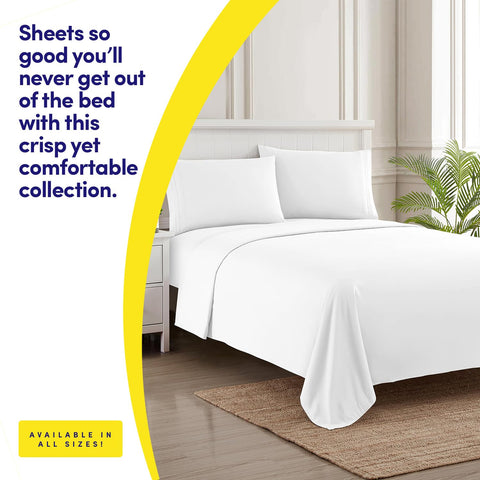 Sweet Home Collection 1500 Supreme fitted sheet white with secure all-night fit