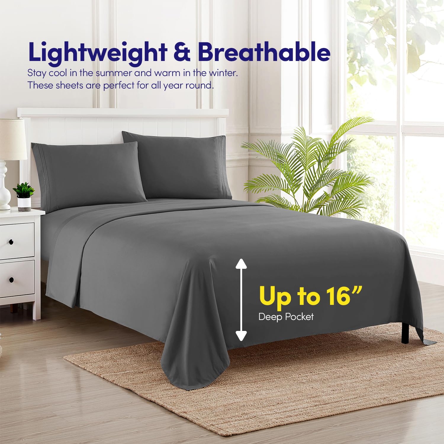 Triple-line embroidery on pillowcases adds a touch of luxury.