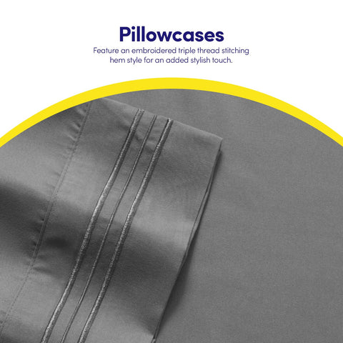Wrinkle- and fade-resistant microfiber keeps a neat bed ensemble.