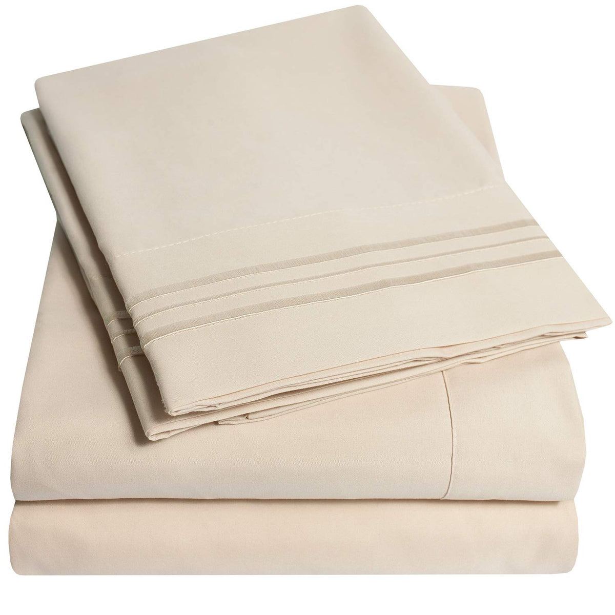 Sweet Home Collection 1500 Supreme king fitted sheet in beige cream for a secure, snug fit
