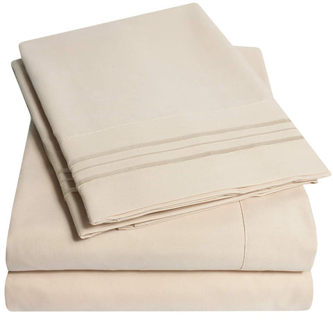 Sweet Home Collection 1500 Supreme king fitted sheet in beige cream for a secure, snug fit